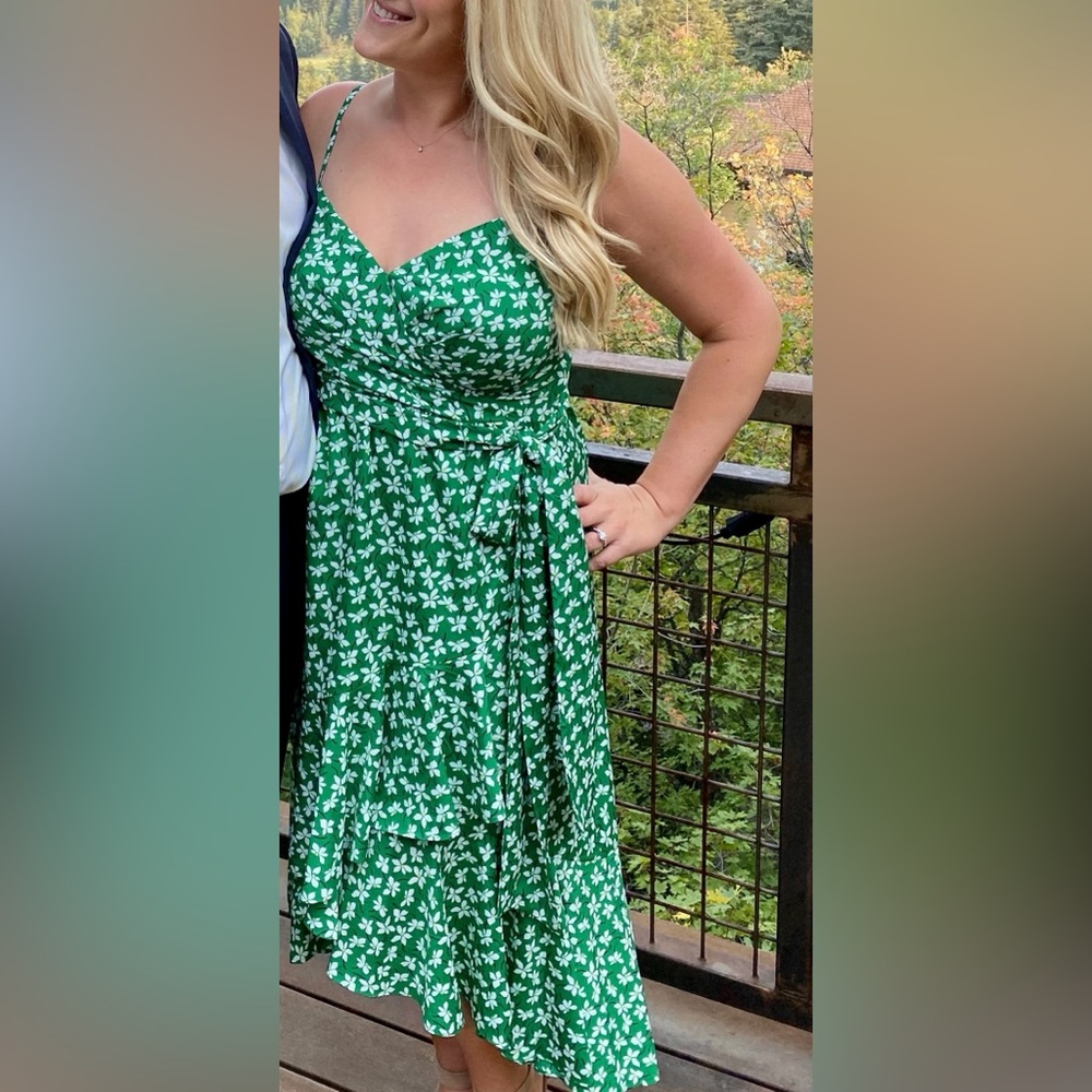 Eliza J Floral High low Faux Wrap Midi Dress